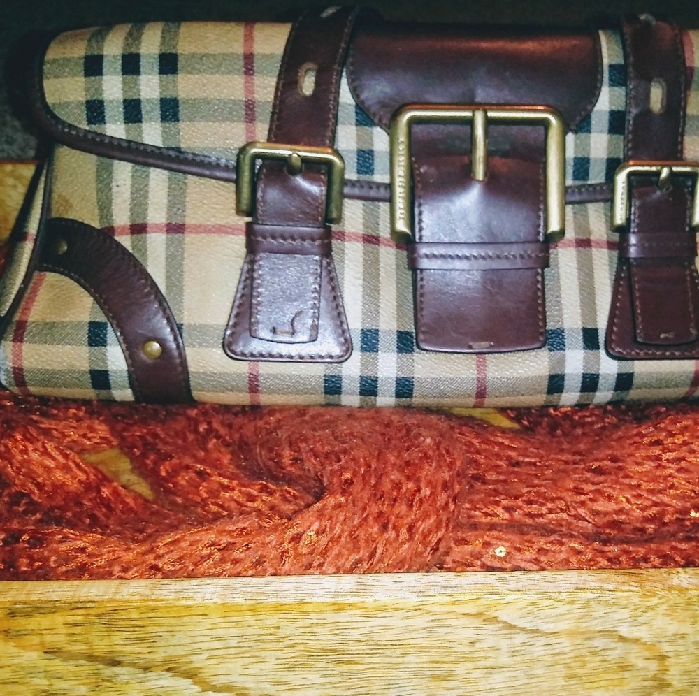 Burberry Haymarket Checked Buckled Satchel